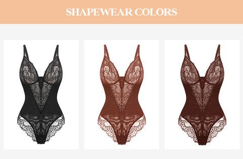 Popilush Fit Shapewear Bodysuit  Deep-V Neck Lace Bodysuits Basic Womenswear Tops Or Leather Skirts Underwear Sleeveless Long Sleeve Bodysuit Buckle Breathable Smooth