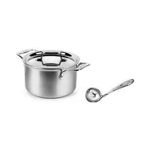 All-Clad D55504 D5 Polished 5-Ply 4-qt Ultimate Soup Pot with ladle