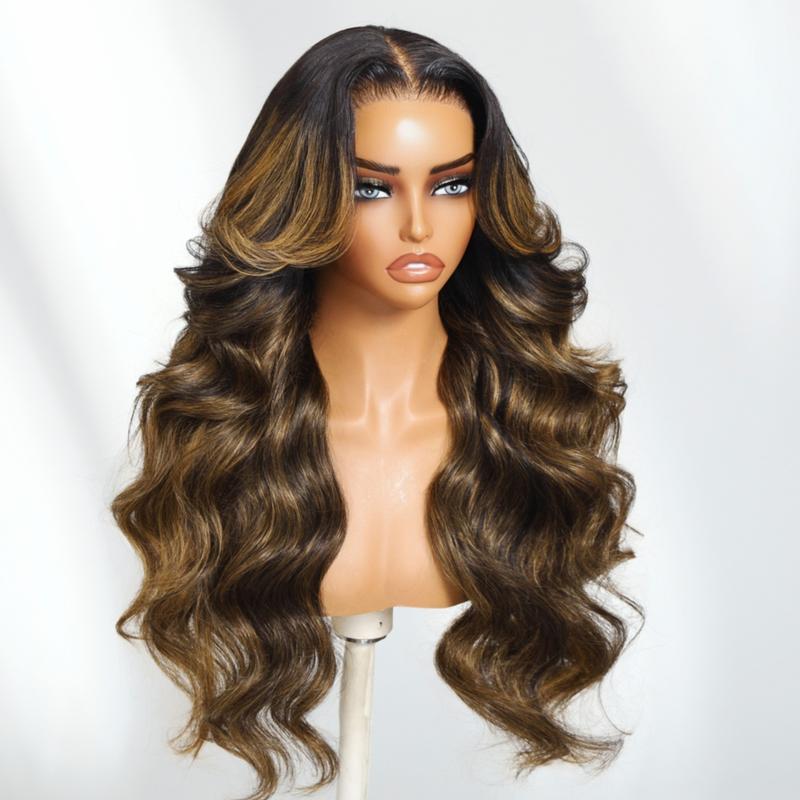 UNice Byebye Slip Balayage Highlight Loose Wave Wig 7x5 HD Lace Closure Human Hair Wigs with Drawstring Easy to Install Beginners Friendly