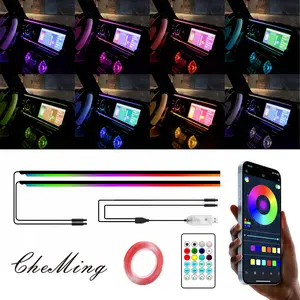 RGB Car Interior Ambient Light Strip, App & Remote Control USB Powered Car LED Neon Lights with Music Sync DIY Mode for Automotive Dashboard Decoration