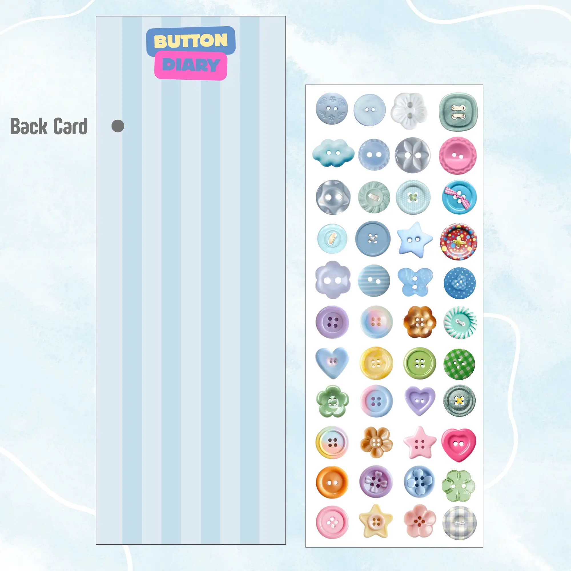 Button Diary Deco Sticker Sheet