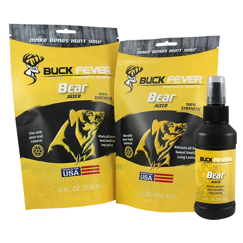 Buck Fever Bear Juice Synthetic Outdoor Hunting Attractant - 8 oz Bottle, Sweet Scent, Calming Effect, Long-Lasting Fine Mist, Never Spoils, Field-Proven Success, 10+ Year Track Record, Freshness Guaranteed, Always Fresh, Over A Decade, Outdoor Sports