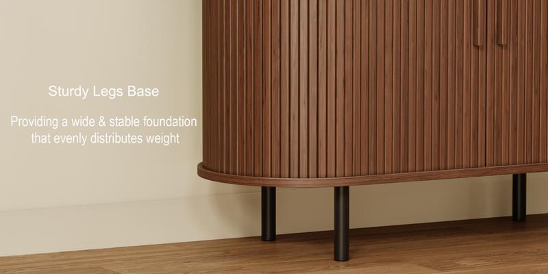 【Valentine's Day gift & Sliding Doors Design】ONBRILL 40/55/63" Gorgeous Fluted Buffet Cabinet, Coner Coffee Bar With Storage,  Mid Century Modern Sideboard with Adjustable Shelf, Accent Wood Console Table for Kitchen Entryway Living Room Furniture