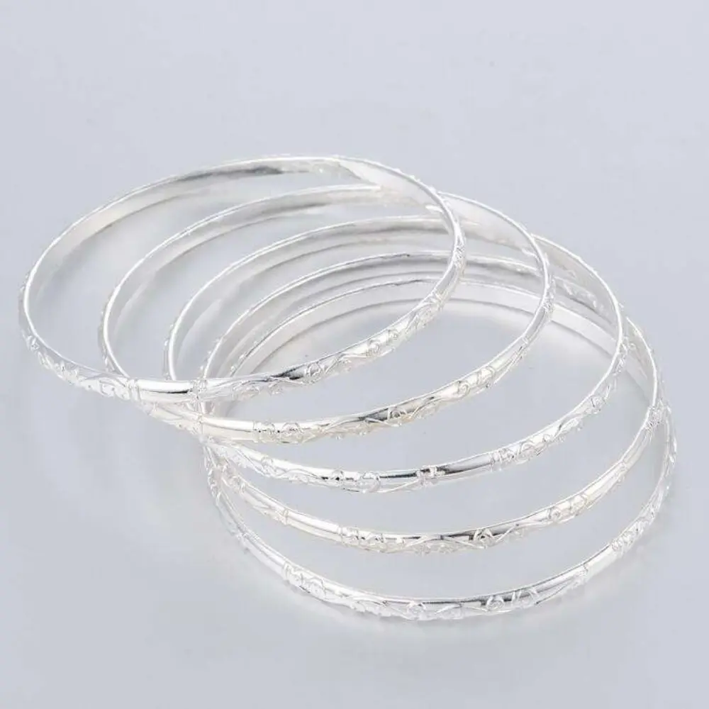 EJG 925 Sterling Silver Bracelet Set for Women, 5-Piece Bohemian Geometric Stacking Alternative Jewelry, Hypoallergenic, Beautiful Bracelets, Bohemian Bracelet