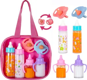 My Sweet Baby Disappearing Doll Feeding Set, Baby Care 6 Piece Doll Feeding Set - for Toy Stroller | 2 Milk & Juice Bottles with 2 Toy Pacifier for Baby Dolls Set - Kids Gift Set