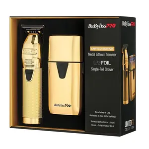 BaByliss Pro Limited Edition Metal Lithium Trimmer & UVFOIL Shaver – FXLFHOLPKG, Professional Cordless Grooming Kit | JCAVES USA