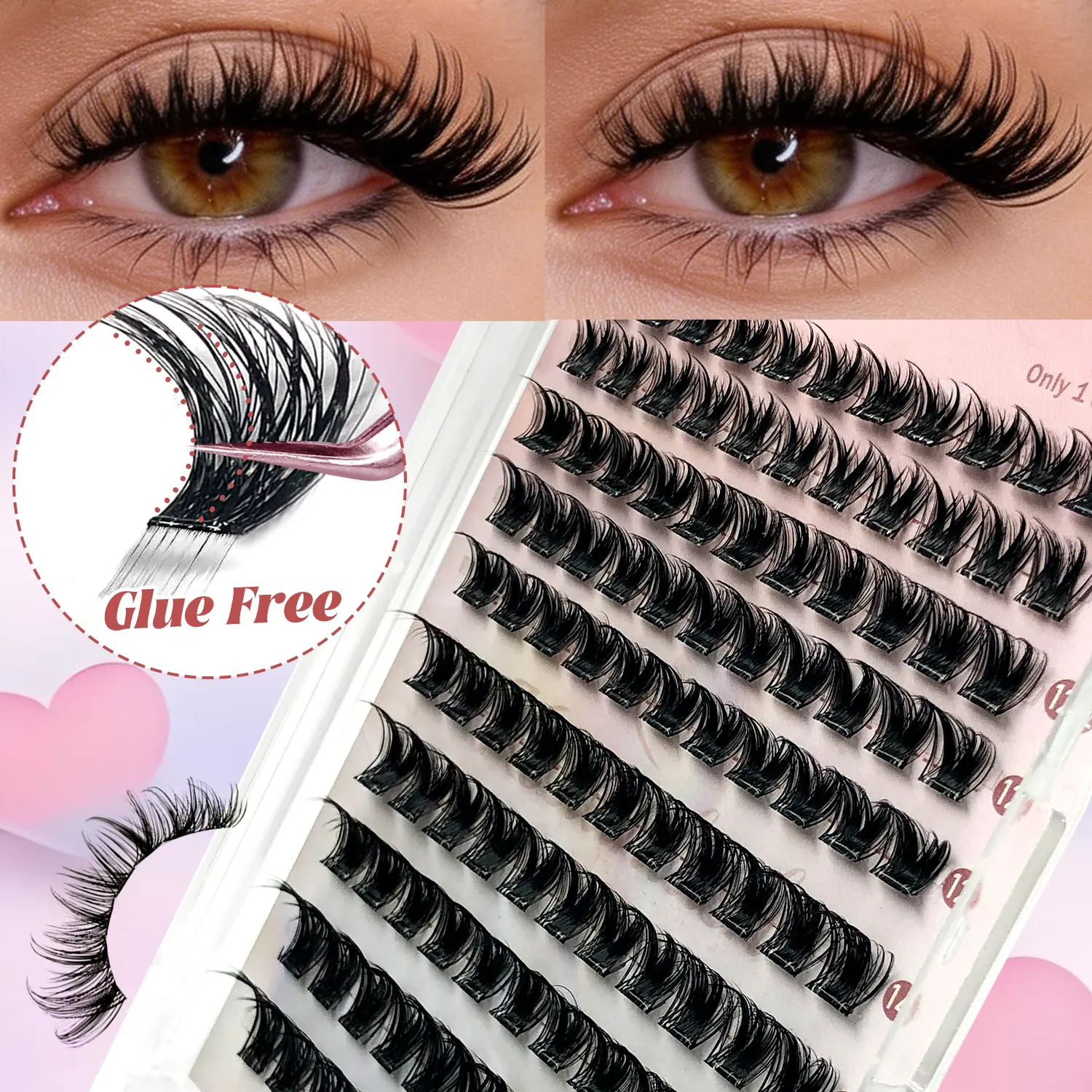 Self Adhesive Eyelashes CC Curl Look Lash Clusters Pre Glued Eyelash Extensions 10mm -16mm Mixed Length Wispy Natural Volume False Lashes 110/120 Pcs Individual DIY Cluster Lashes Press On Lashes,No Glue Needed