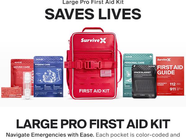 SURVIVEX Large Pro First Aid Kit for Car, Travel & Home