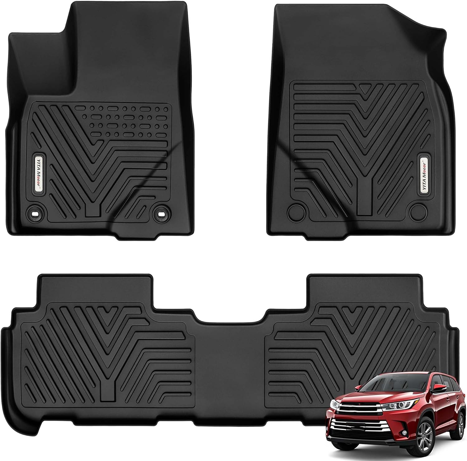 YITAMOTOR Floor Mats Compatible with Highlander, Custom Fit Floor Liners for 2014-2019 Toyota Highlander, 1st & 2nd Row