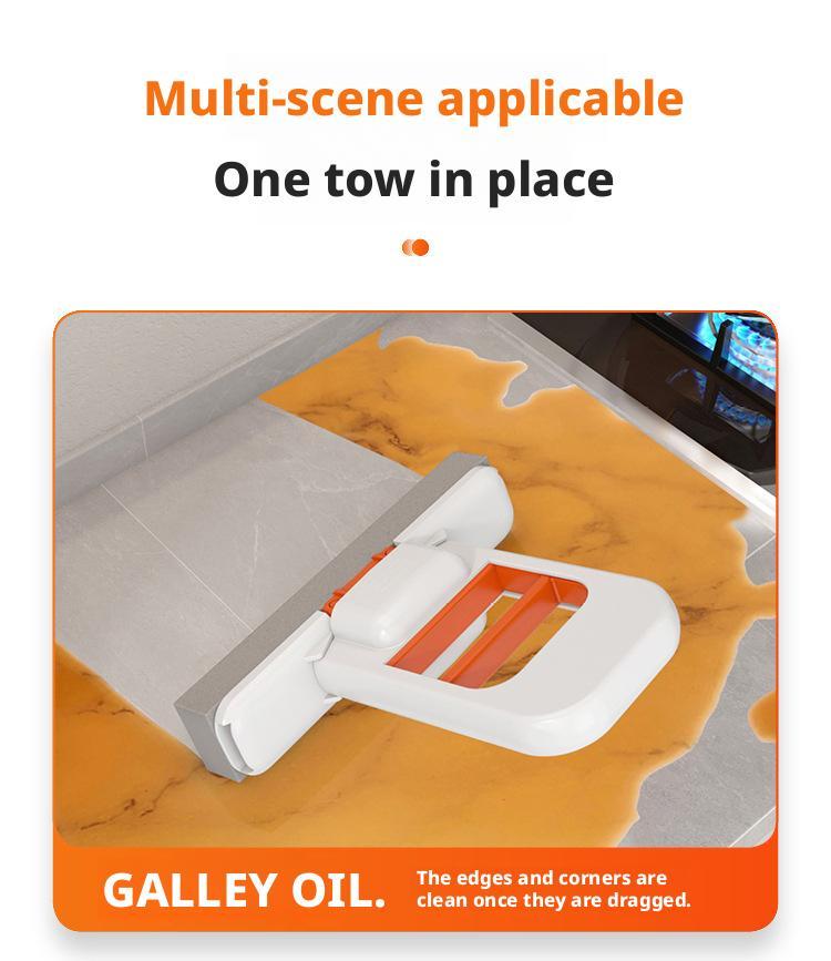 Mini Foldable Mop - No Hand Wash Deep Clean Wet Dry One Hand Use with Replacement Sponge Head for Effortless Home Cleaning Use on Kitchen Countertops Glass Bathroom & Car Interior Household