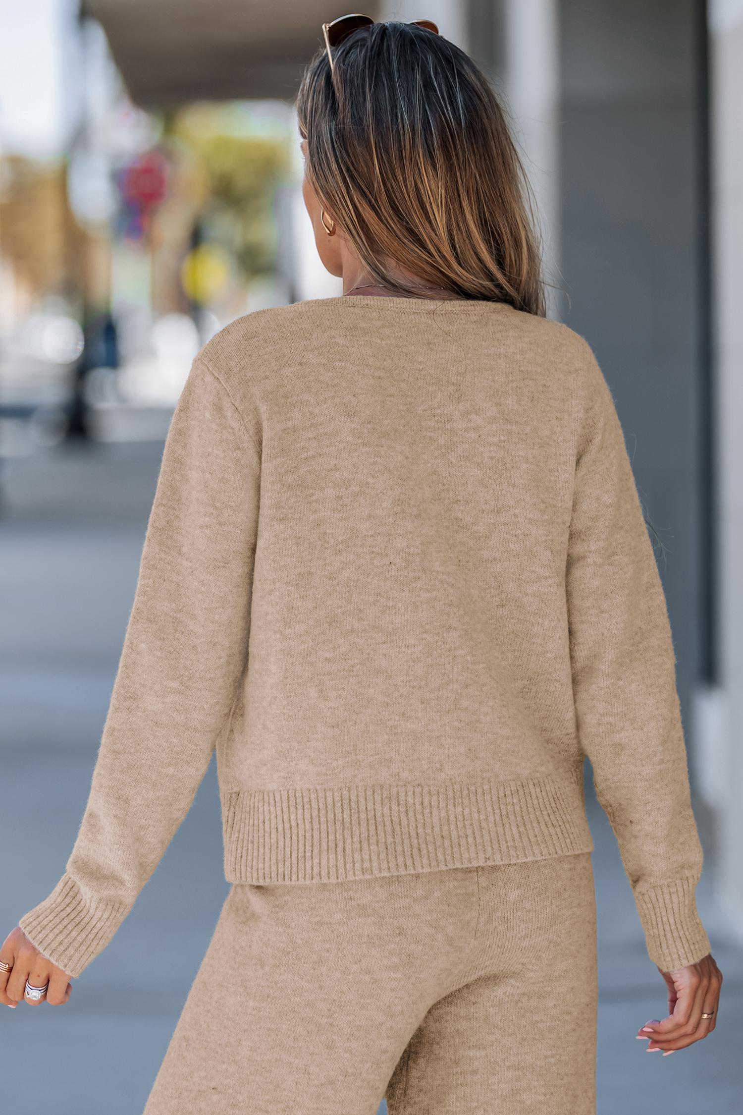 CUPSHE【Sweaters and Pants sold separately】Women Round Neckline Long Sleeves Top And Loose Leg Cozy Sweater Tones Pants Casual Outfit Womenswear Clothes for Fall