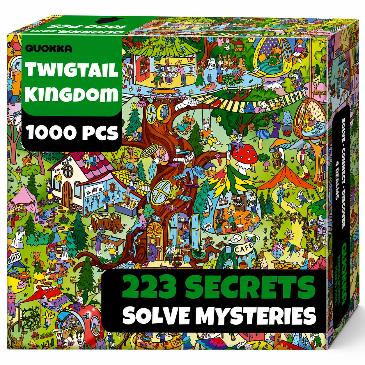 QUOKKA 1000-Piece Jigsaw Puzzles for Adults Twigtail Kingdom with 223 Hidden Secrets, Engaging Audio Story, Riddles, Observation,Collect 4 Series to Build Epic Mystery Realm Challenge Puzzle Game