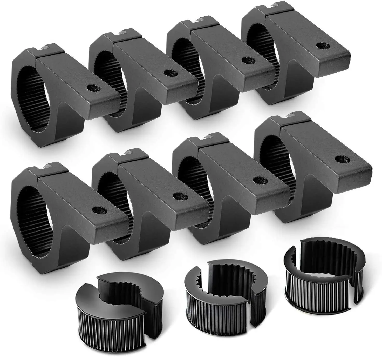 Nilight Black Aluminum Alloy Horizontal Bar Clamp Mounting Bracket Kit (90021H) - 8-Count, Pre-Drilled Holes, Vibration-Proof, Multi-Size Fit, Motorcycle Car Accessories for Off-Road Vehicle LED Light Bars, 2-Year Warranty, Roof Racks, Automotive