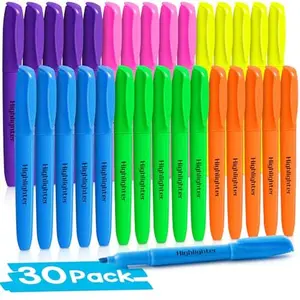V-Opitos 30 Pack Highlighters in 6 Assorted Colors, No Bleed, Bright With Soft Chisel Tips, Ideal for Office and School Supplies