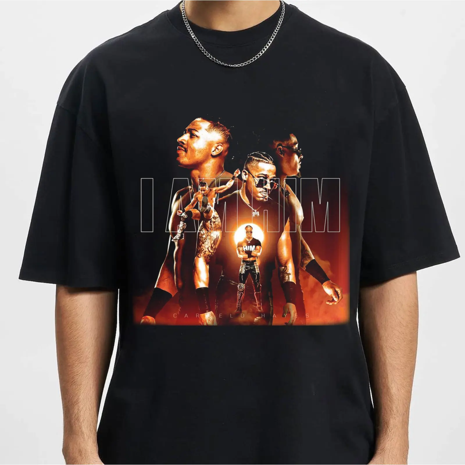 Carmelo Hayes Black T-Shirt – High Energy Wrestling Star Graphic Tee, Unisex Casual Fanwear