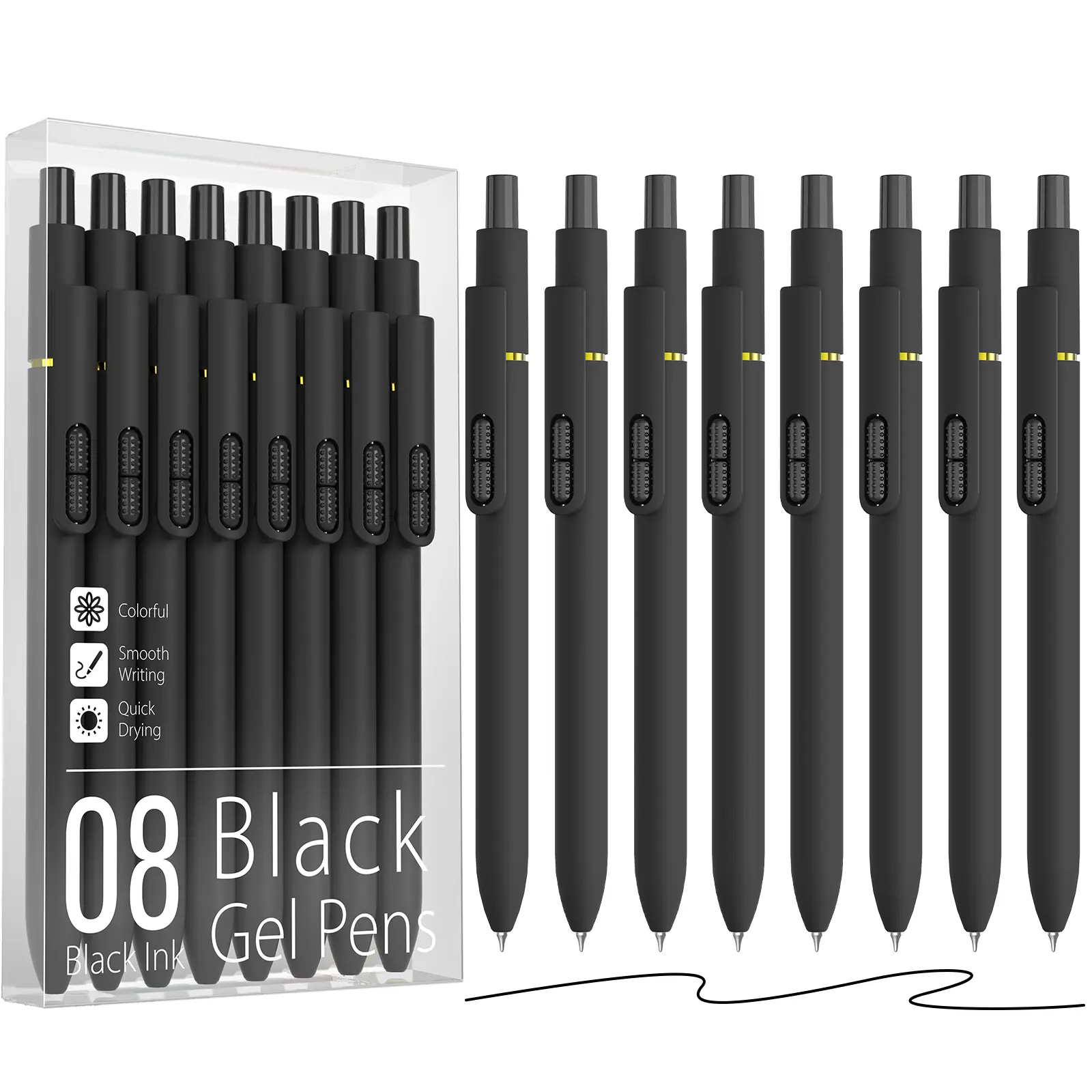 8Pcs Black Gel Pens 0.7mm Medium Point Smooth Writing Quick Drying Retractable Pens for Men Women Morandi 8Pcs summerwins Gel Ink Pens Ball Pen