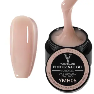 YOKEFELLOW Builder Nail Gel YMH05 Light Apricot Nude 50g 1.76oz HEMA-free TPO-free Self-Leveling Hard Gel Nail Extension Gel UV LED Lamp Cured for or Beginners & DIY Home Salon Manicure