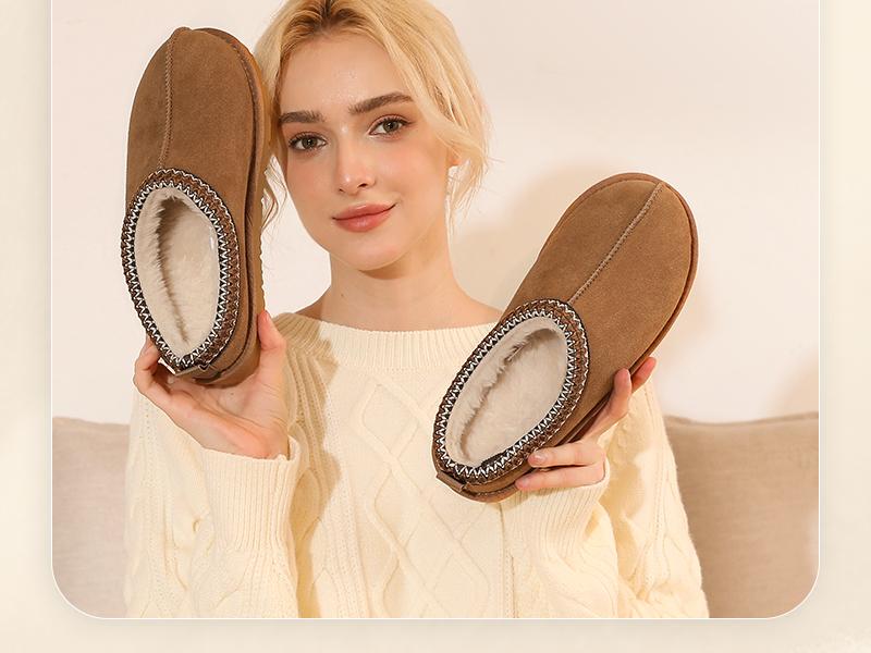 Clearance sale Women's Suede Slippers Outdoor House Slipper Non-Slip Fluffy Comfortable Warm Cute Mini Platform Braided Leather for Autumn Winter Fuzzy Cozy Classic Stylish
