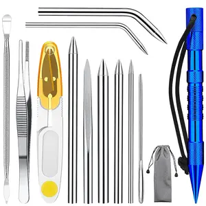 12Pcs Stainless Steel Paracord Fid Set with Marlinspike, Lacing Needles & Smoothing Tool - Heavy-Duty Knotting Tools for Macramé, Cordwork, Survival & Leather Crafting - Professional & Use for Knot Tiers of Skill Levels