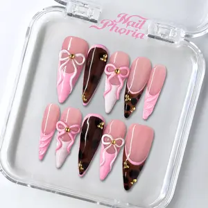 NailPhoria PINK FERAL - Handmade Press-On Nails | Reusable, Salon-Quality, Long-Lasting, Glossy Design