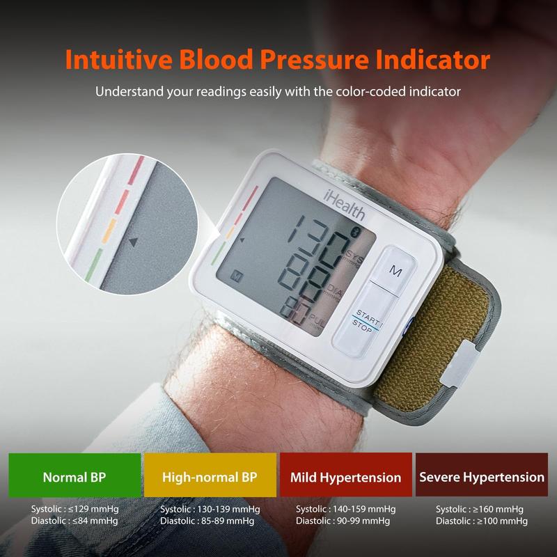 iHealth Push Wrist Blood Pressure Monitor, Digital Bluetooth Blood Pressure Machine with Large Display and Portable Carrying Case Healthcare Kit