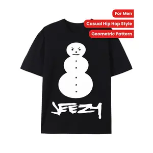 Young Jeezy Snowman Graphic T-Shirt Hip Hop Style Crew Neck Tee with Geometric Pattern for Men 100% Cotton Comfortable Casual Wear Four Seasons Outfit Black Crewneck
