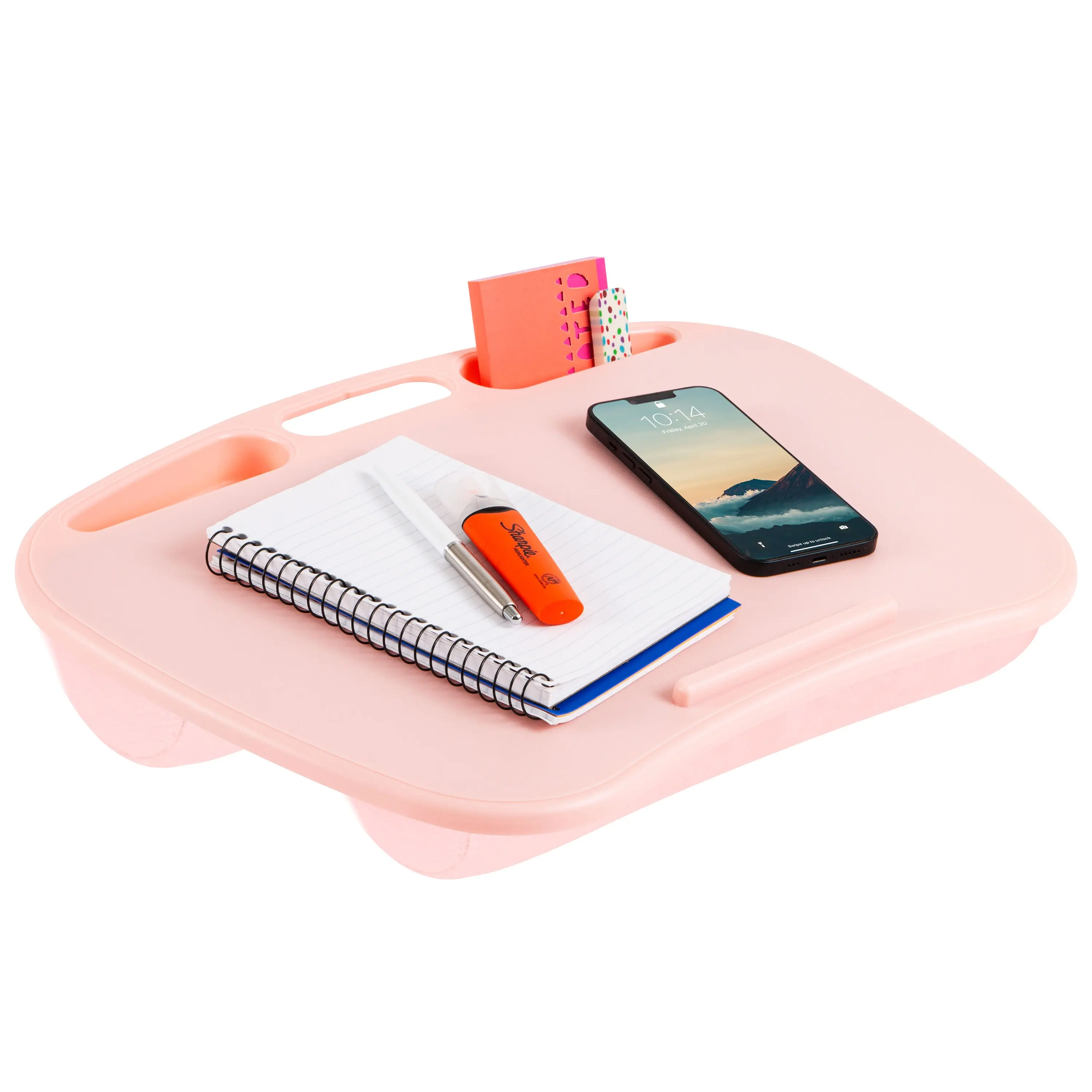 LapGear MyDesk® Portable Lap Desk - Comfortable Office Writing Desk, Work From Home Accessory with Spot Clean Design, Built-In Storage Wells & Ample Storage