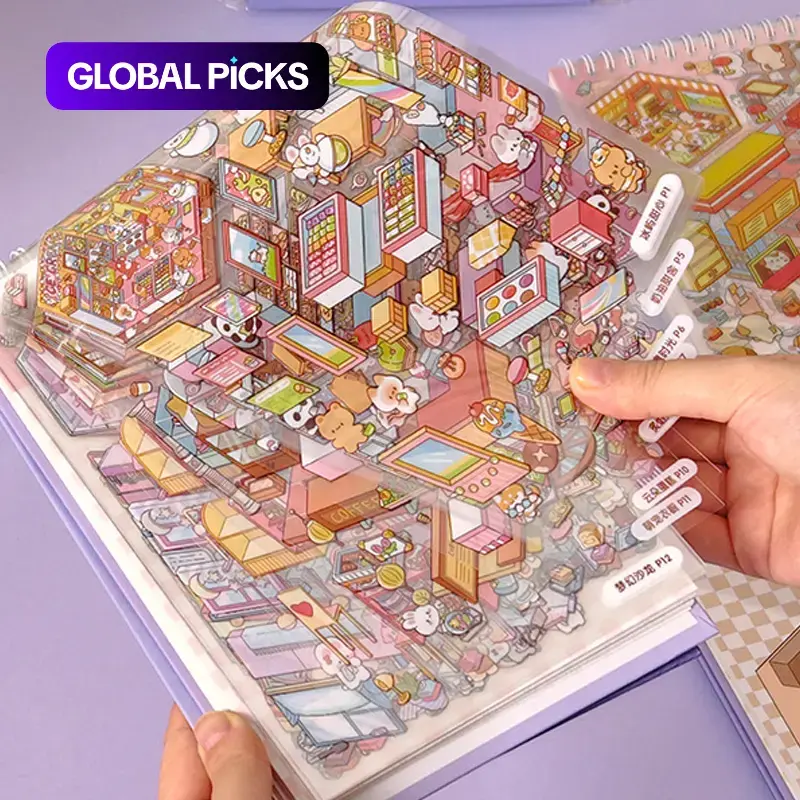 40pcs Miniature Scenic Stickers for Scrapbooking, Aesthetic Stickers, Cute 3D Visual Cottage Design, Perfect for Journaling and Crafts, Decorative Stickers