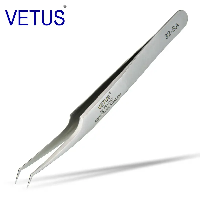 VETUS Original 32-SA Tweezers Hyperfine High Precision Non-magnetic Anti-acid Pincers Eyelashes Grafting Manicure ESD Forceps 2026 New