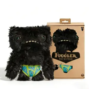 Fuggler Wide-eyed Monster-black Plush Toy Big Teeth Monster Doll Quirky Charm Soft Huggable Collectible For Kids & Collectors