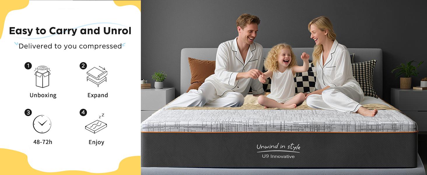 Memory Foam Mattress with Removable Cover- Medium Firmness with Bamboo Charcoal & Green Tea Infusion