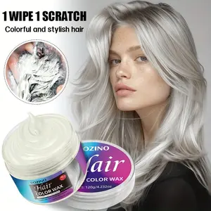 ROZINO White Hair Color Wax 120g Transparent Grey Lid Temporary Styling Wax for Silver White Ash Gray Tones Long Lasting Hold Non Greasy Easy Wash Out