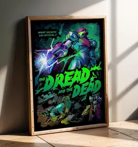 DREAD and THE DEAD Game Poster | Horror Survival Video Game Art Print | Original Zombie Apocalypse Gaming Wall Art Printed | Dark Aesthetic Room Decor | Creepy Monster Illustration for Gaming Den