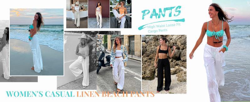 Naeduo Womens Baggy Wide Leg Pants  Casual Elastic Waisted Palazzo SpringStatements Harem Pants with Pockets Womenswear Bottom Wideleg Trouser Basic Fit for Hyrox SpringStatements