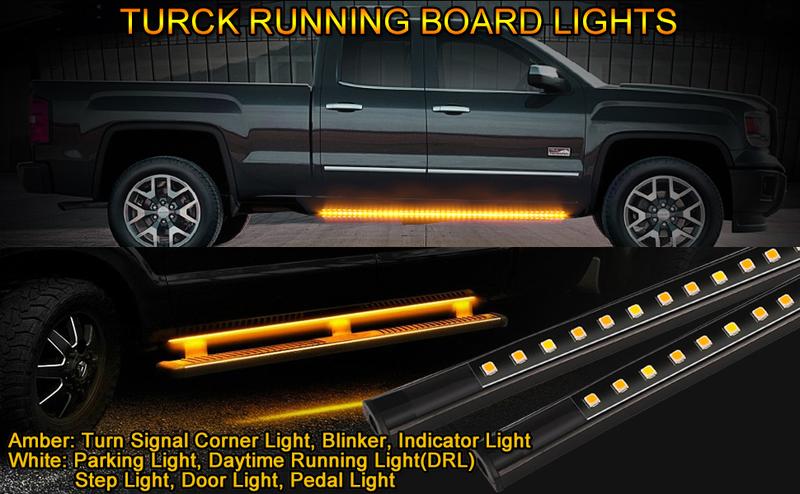DIBMS 2 Pack 70 Inch 144 LED Sequential Amber & White Running Board Lights, Waterproof Strip for Truck DRL, Universal Fit,Universal Pickup Pedal Running Lights, Streamlight Effect,Double-strip truck side wing light bar DIBMS 2 Pack 70 Inch 144 LED Sequential Amber & White Running Board Lights, Waterproof Strip for Truck DRL, Universal Fit,Universal Pickup Pedal Running Lights, Streamlight Effect,Double-strip truck side wing light bar