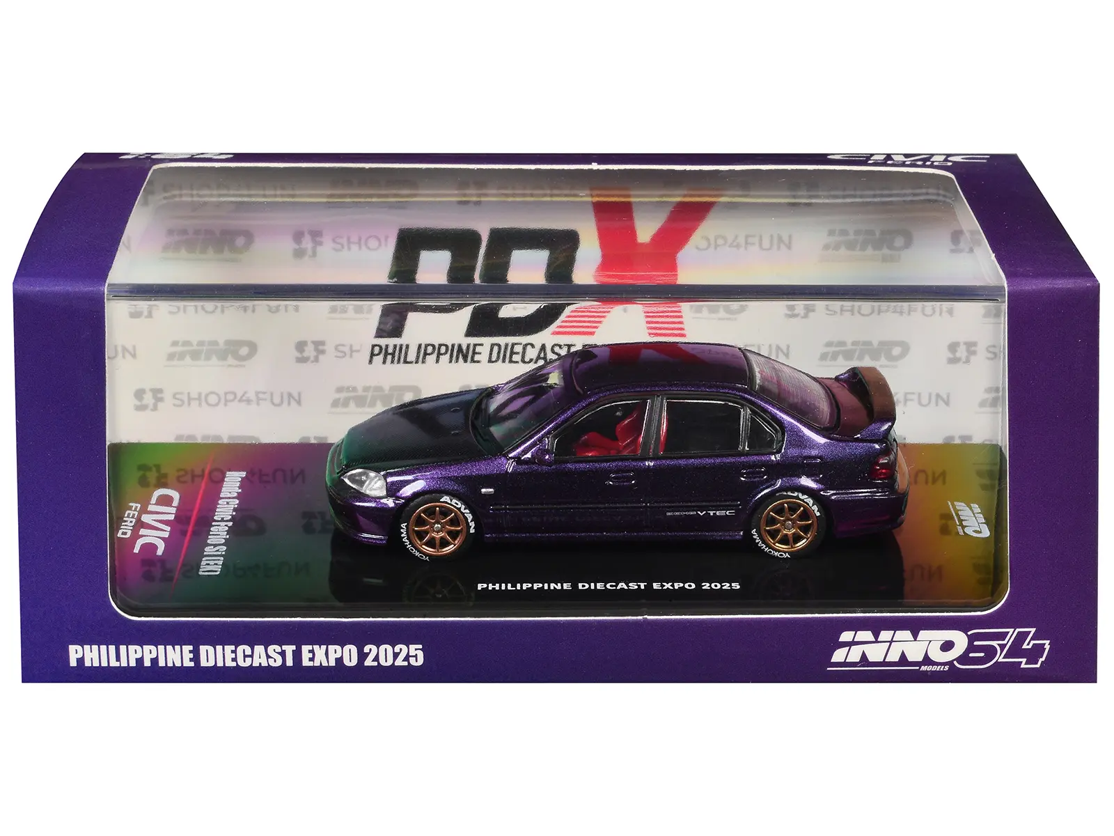 Honda Civic Ferio Si (EK) RHD Midnight Purple Metallic "Philippine Diecast Expo 2025" 1/64 Diecast Model Car by Inno Models