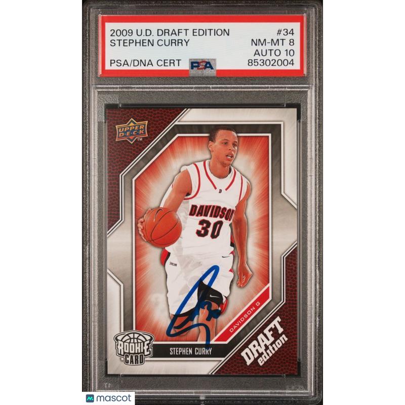 2009 UD Draft Edition #34 Stephen Curry Signed Card PSA 8 AUTO 10 PSA Slabbed Wa