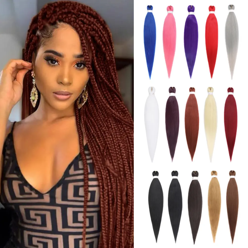 3Pcs Pre Stretched Color Braiding Hair Ombre Braiding Hair Two Tone Yaki Texture Prestretched Crochet Braids Professional Gradient Synthetic Hair Extension Itch Free Hot Water Setting