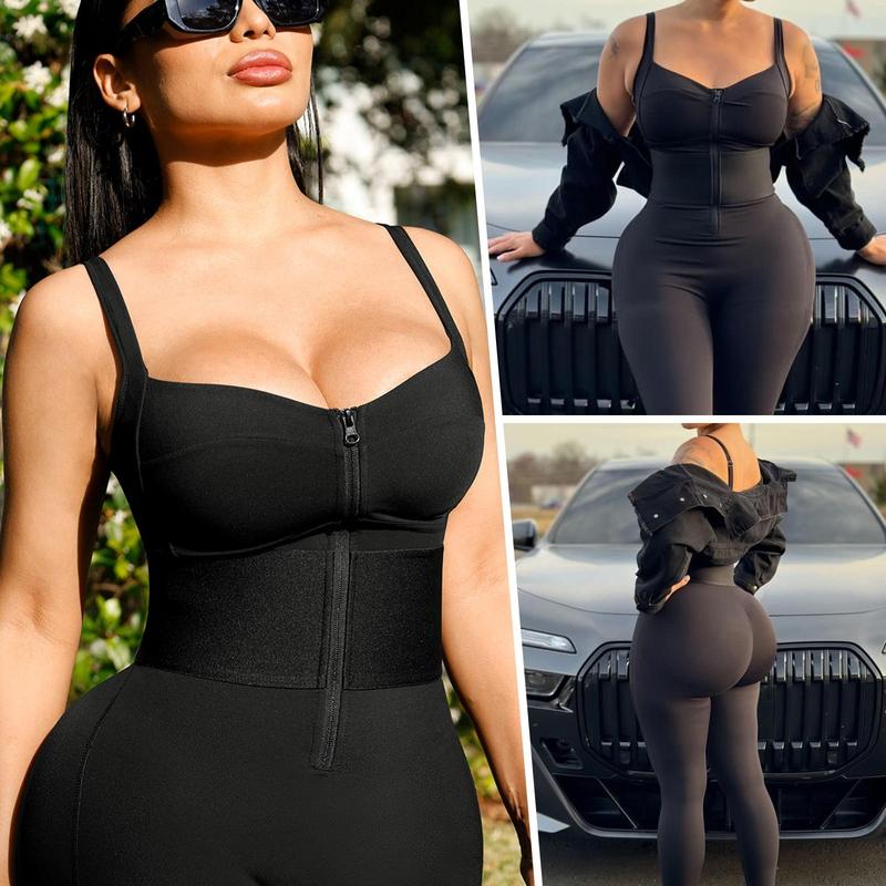 Shapellx AirSlim ElasticFuse Zipper Shaping Jumpsuit Waist band Tummy bridle Workout Outfit Womenswear Shapewear Bodysuit One-piece Yoga Suit Stylish Activewear