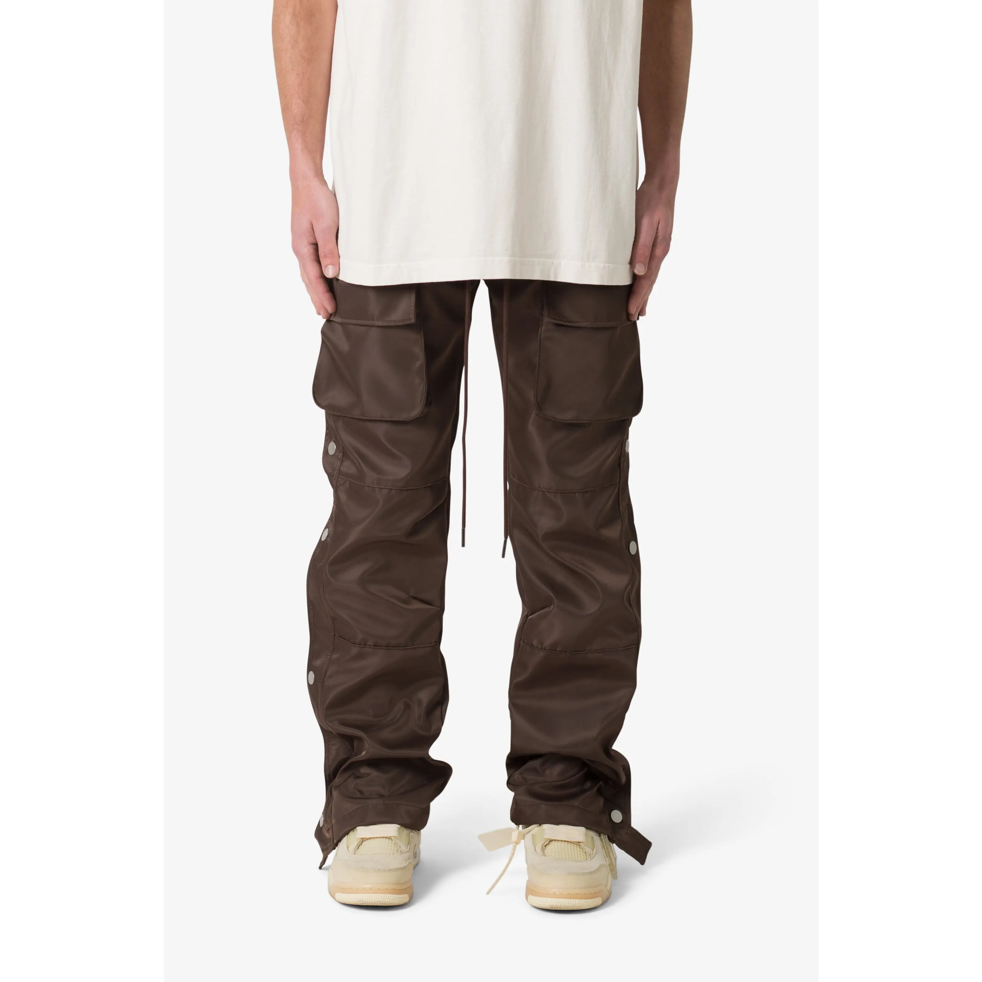 Snap Front Cargo Pants - Brown