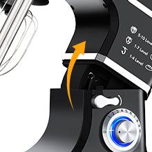 GARVEE 7.5 QT Professional Electric Stand Mixer - 660W 10-Speed Kitchen Mixer with Stainless Steel Bowl, LED Light, and Dishwasher-Safe Accessories in Black or Silver for Versatile Baking and Cooking.