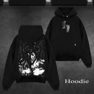 Retro Heavy Eren Yeager x Attack On Titan Ver 2 Anime Double Printed Men's Vintage Tee Washed Unisex Oversize Anime Manga Washed Heavyweight Cotton T-shirt, Anime Gift For Him