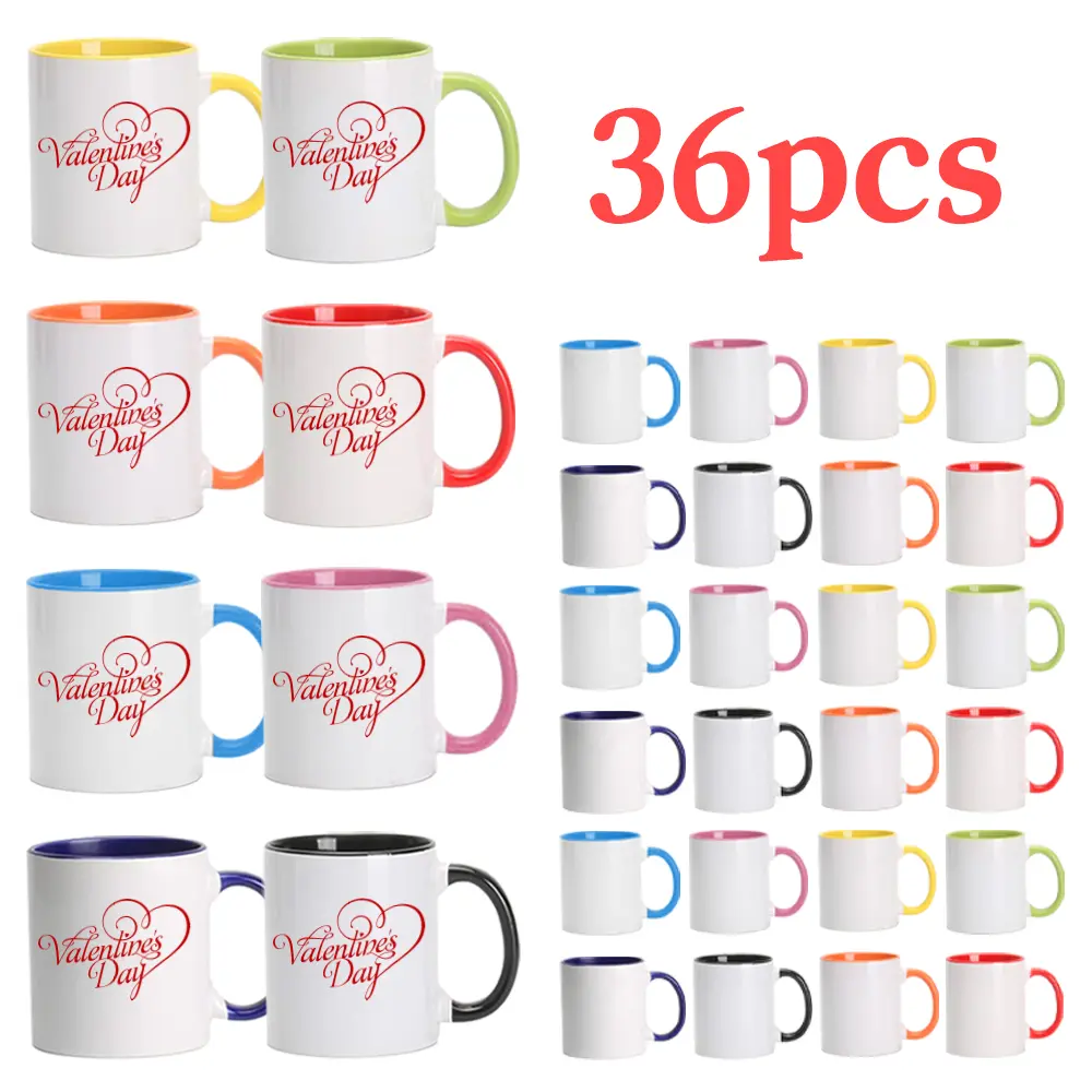 36-Pack Sublimation Mugs for Custom Designs Blank Mugs 350ml 11oz Coated Ceramic Mugs with Handles Sublimation Coffee Tea Cups , Personalized Coffee Cups for Etsy, Shopify Sellers
