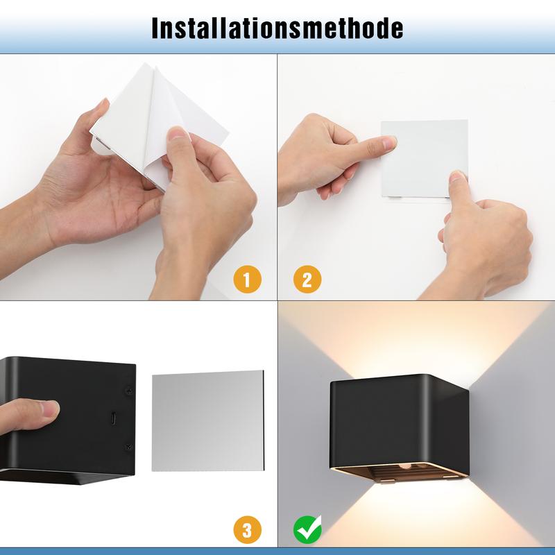 Rechargeable Wall Light with Motion Sensor Indoor LED Wireless Wall Lamp with Switch, 5W Wireless Wall Light USB Rechargeable Stair Light Battery, for Bedroom Living Room Hallway