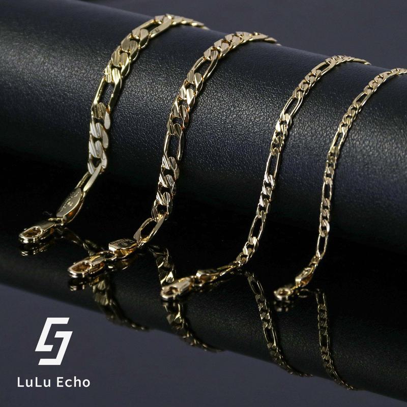 LuLuEcho No Faded 14K Gold Plated Figaro Chain Bracelet for Men, Covered with Gold Element, 3/4/6/6.5/7MM for Men Women Jewelry Gift for Men Women LuLuEcho No Faded 14K Gold Plated Figaro Chain Bracelet for Men, Covered with Gold Element, 3/4/6/6.5/7MM for Men Women Jewelry Gift for Men Women