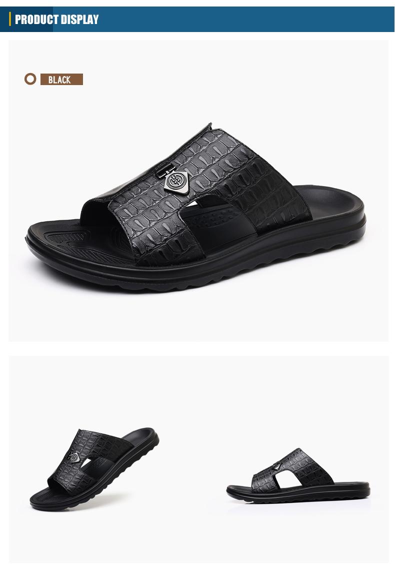 Men's Vegan Leather Summer Fashion Sandal & Stylish Slipper with Mixed-Texture Design | Quick Dry Sandals with Anti-Slip Sole | Beach Shoes for Men & Beach Casual Wear | Outdoor Beach Shoe, Outdoor Sandal for Indoor Use & Outdoor Entertainment