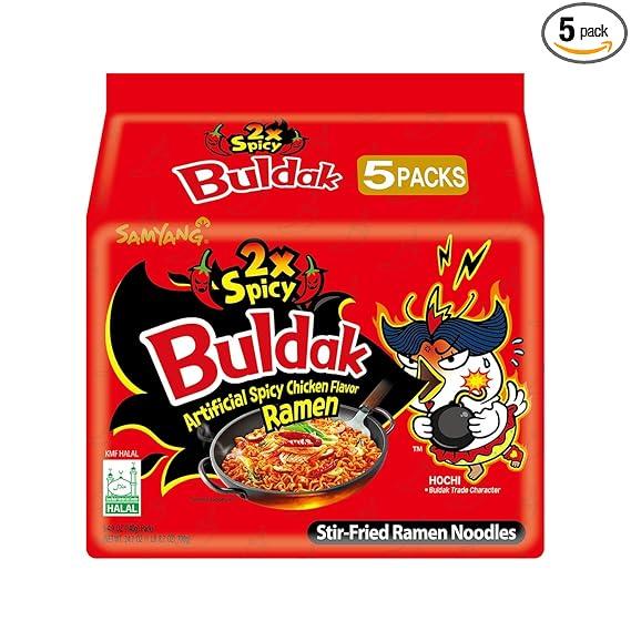 Samyang Buldak Spicy Ramen, Hot Chicken Ramen, Korean Stir-Fried Instant Noodle, Original, 1 Bag with 5 Pack