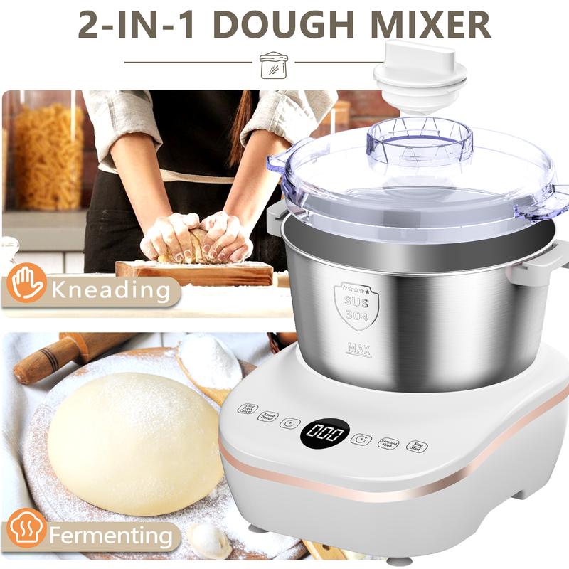 AIZIYO DoughChief 7Qt Electric Dough Mixer with Ferment Function, Dough Maker with 304 Stainless Steel Bowl, Microcomputer Control, Face-up Touch Panel, Easy To Clean for Bread & Pizza
