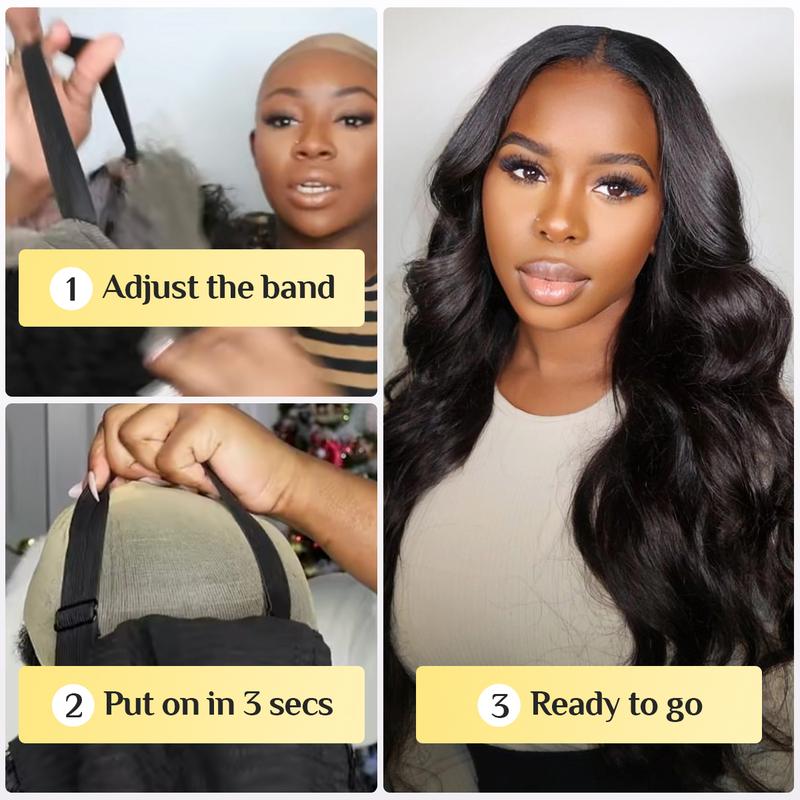【Blend】TESLAL Wear It and Go Glueless Wig Pre Cut HD Lace 6X6X1 Lace Wig 180% Density Body Wave Adjustable Straps Pre-Plucked Wig Soft And Affordable