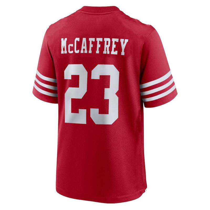 Men’s Christian McCaffrey #23 Black Red Gold Football Jersey – Premium Fan Shirt – FAST SHIPPING